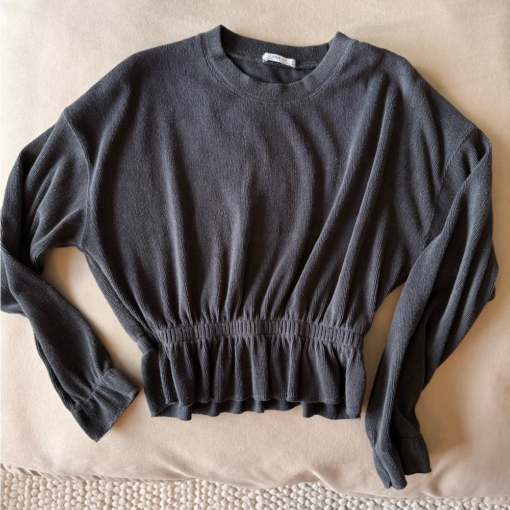 Zara Navy Women's Gathered Crew